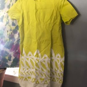 Lime green linen short sleeve dress